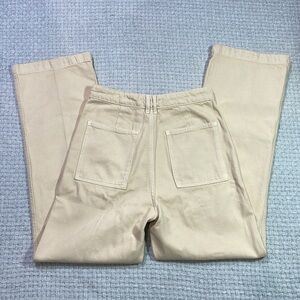 Zara Wide Leg Pants with Front Patch Pockets in Cream/Ecru Size Small